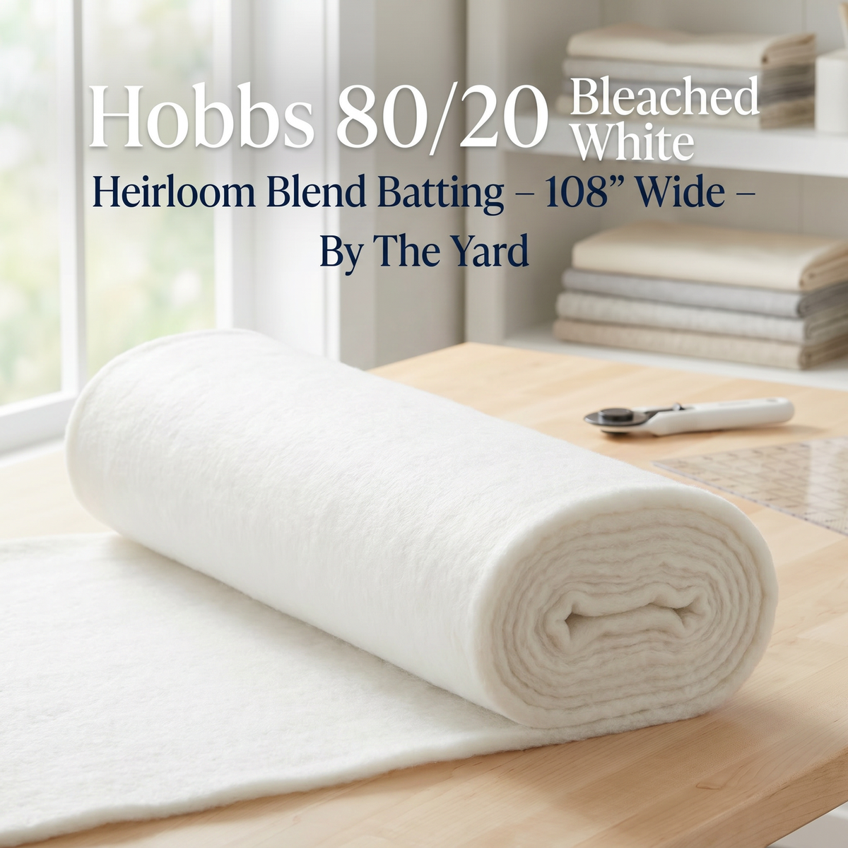 Hobbs Heirloom Bleached 80/20 108" Wide Batting - By the Yard(Available For Pre-Order)