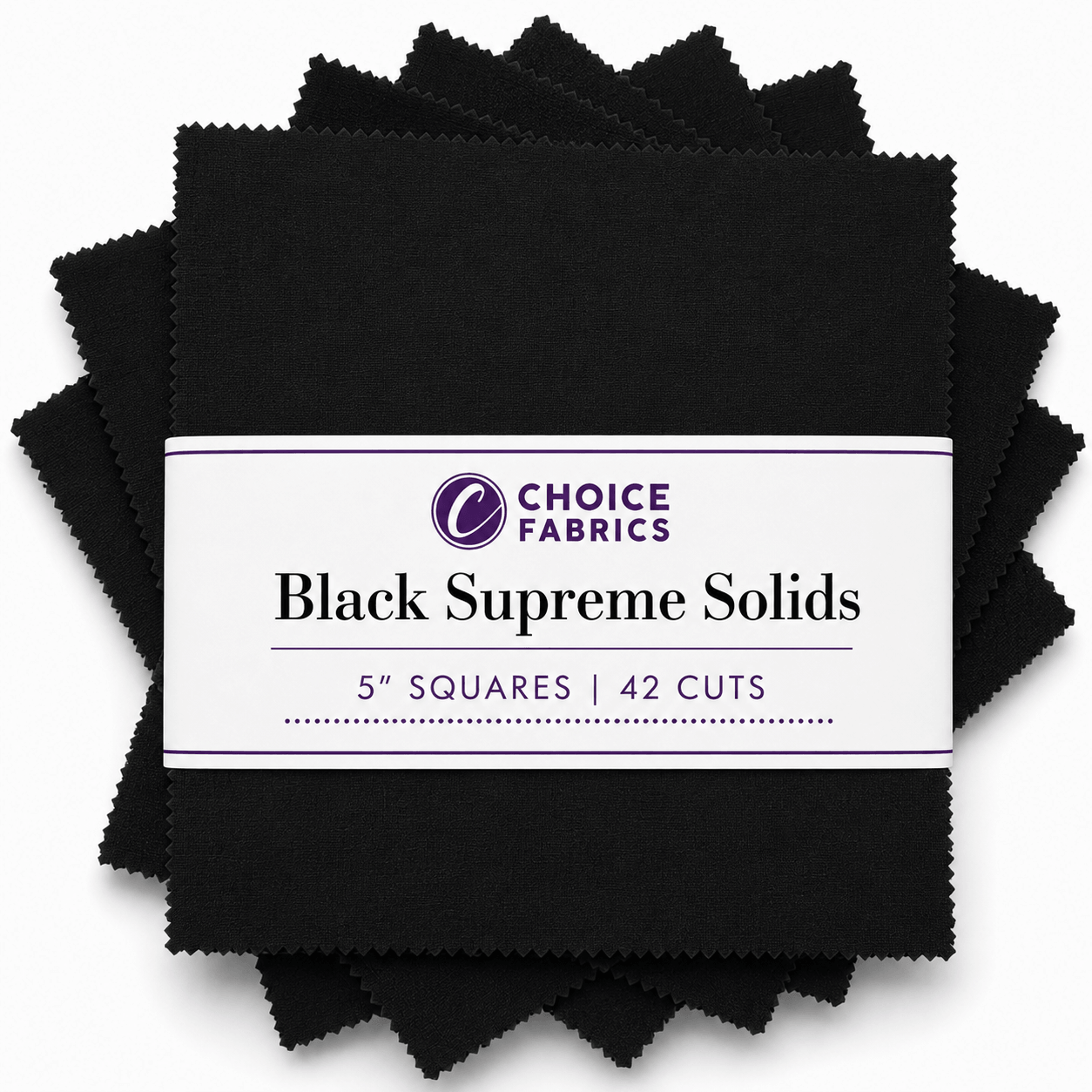 Choice Fabrics Supreme Solids 5x5 charm pack black 42 squares