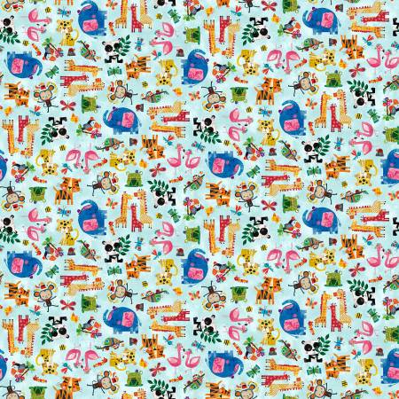 Blank Fabrics Zoo Crew Characters quilting cotton in Soft Blue
