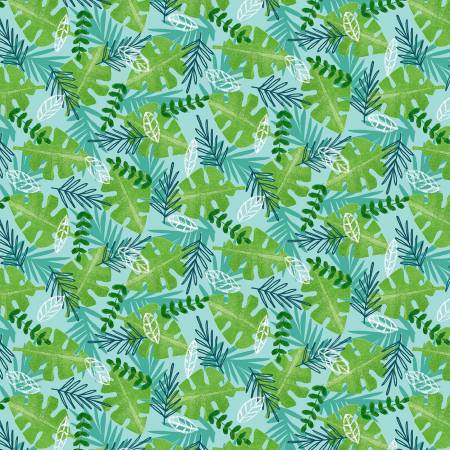 Blank Fabrics Zoo Crew Tossed Leaves quilting cotton in Sage