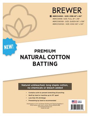 Premium Natural Cotton Batting 45 in x 60 in Crib
