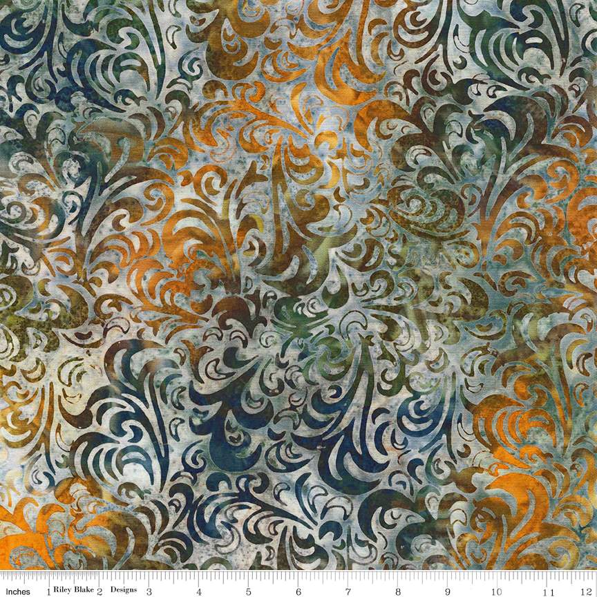 RB Batiks Steel Sapphire - Twirl & Swirl