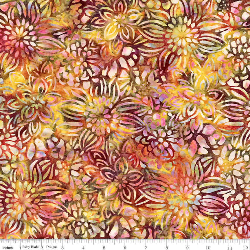 Expressions Batiks - Floral Reflections - Golden Moxie 44" / 45" Fabric Per Yard