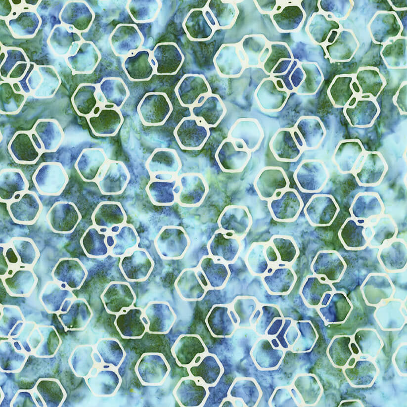 Expressions Batiks - Watercolor Daisies - Denim Bijou 44" / 45" Fabric Per Yard