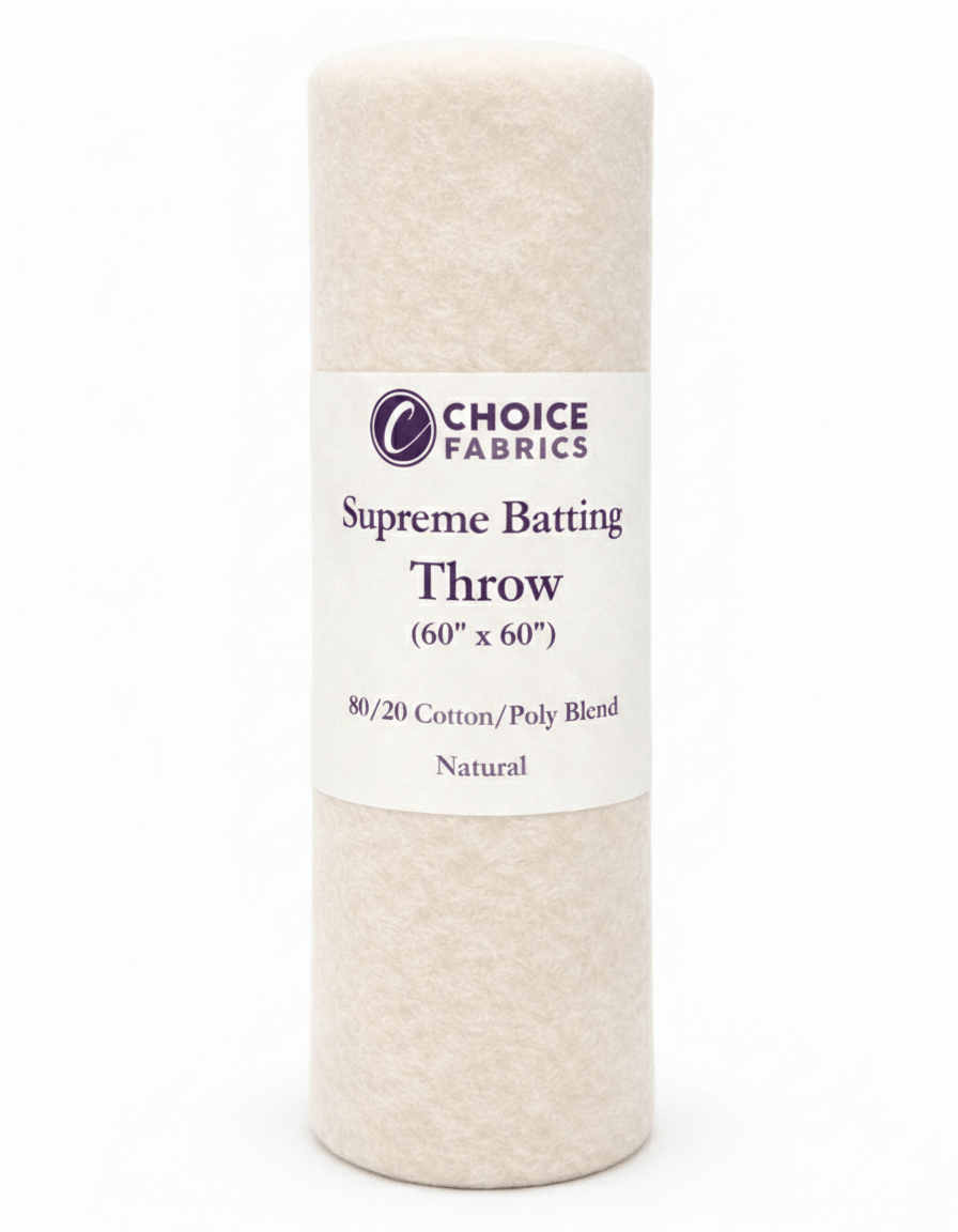Choice Supreme Batting - 80/20 Cotton/Poly Blend - Throw (60" x 60")