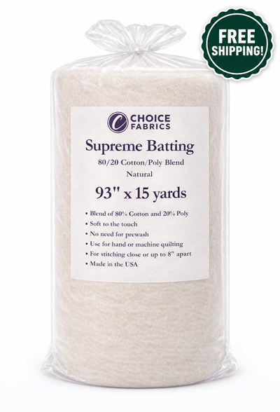 Choice Supreme Batting - 80/20 Cotton/Poly Blend - 15 Yard Roll (93" x 15yds)