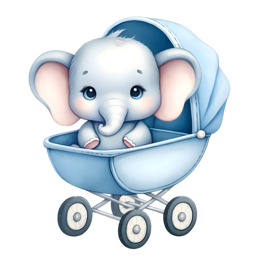 Baby Boy Elephant Fabric Panel 6 QuiltingFabricPanels
