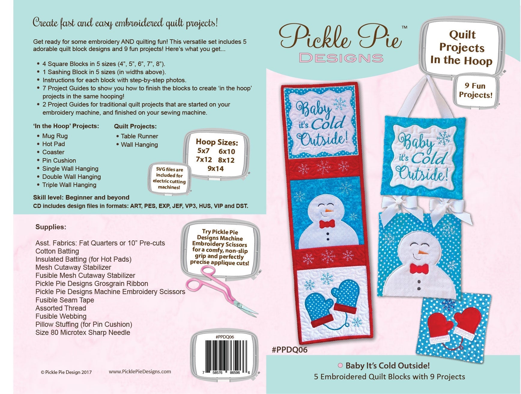 Baby It's Cold Outside! Quilt Projects In the Hoop Embroidery Design Collection