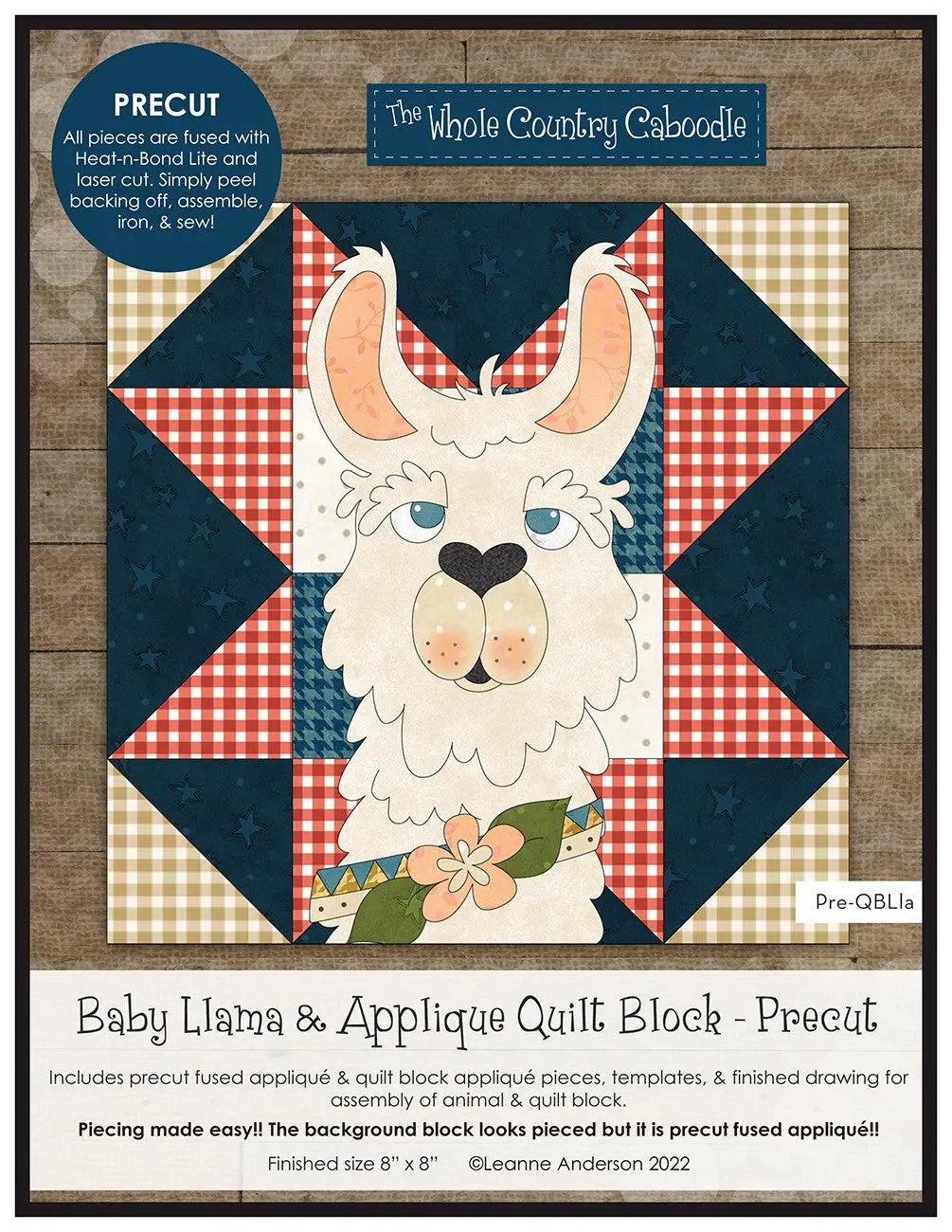 Baby Llama & Applique Quilt Block Precut Fused Applique Pack - Linda's Electric Quilters