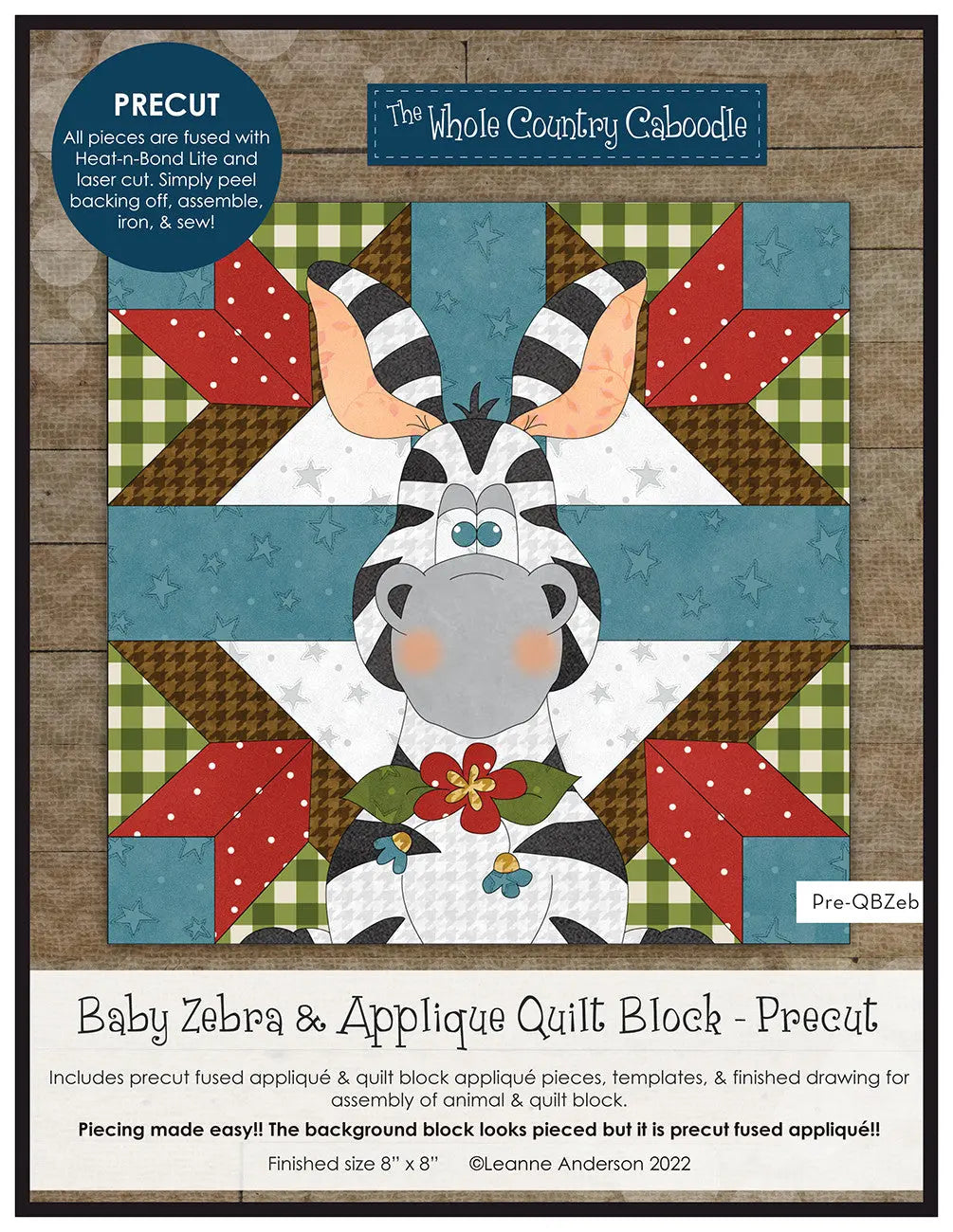 Baby Zebra & Applique Quilt Block Precut Fused Applique Pack - Linda's Electric Quilters