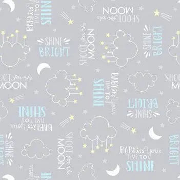 Baby's Adventure - Word Toss - Gray 44" / 45" Fabric Per Yard The Fabric Company