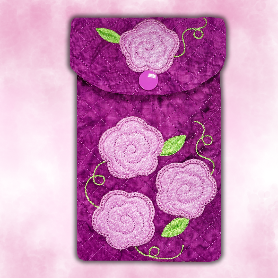Posy Eyeglass Case In the Hoop Machine Embroidery Designs Pickle Pie Designs
