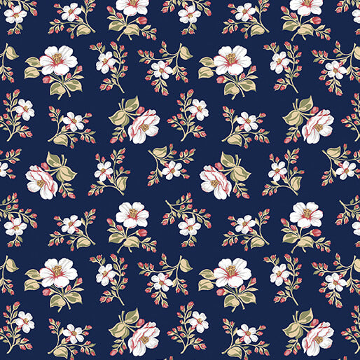 Benartex Bandana Medley Emma navy quilting cotton by the yard