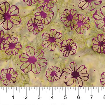 Banyan 80463-72 CRANBERRY CHUTNEY SAGE DAISIES 45" Fabric Per Yard Fabric Fanatics