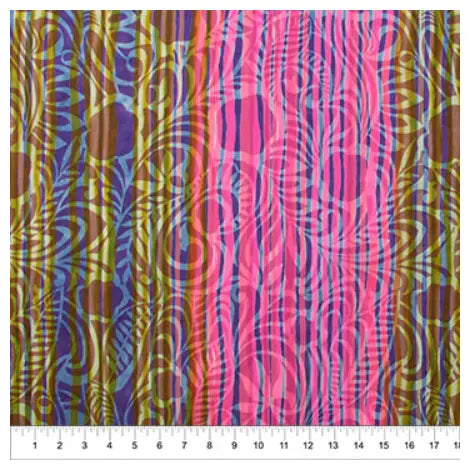 Banyan 80759-26 - VERANDA FLORAL STRIPE - Midnight Pink 45" Fabric Per Yard Fabric Fanatics