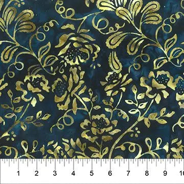 Banyan 83180-45 GARDEN SPIRIT Floral Spray - Indigo 45" Fabric Per Yard Fabric Fanatics