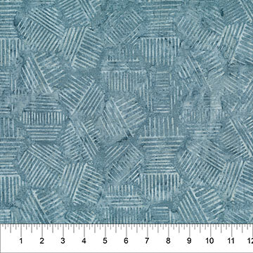 Banyan Steel Blue Hexies Neutral Cotton 44"/45" Fabric Per Yard