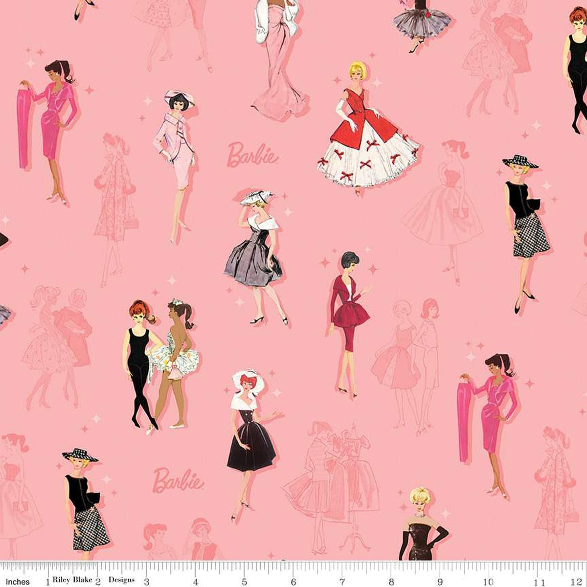 Barbie Vintage Main Pink Cotton 43"/44" Fabric Per Yard