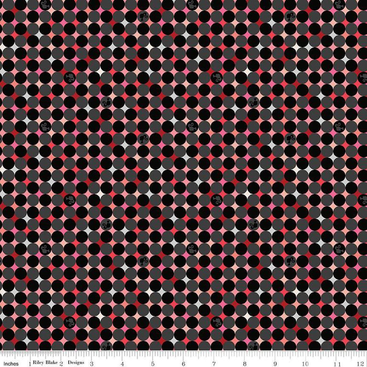 Barbie Vintage Sparkle Dots Black Cotton 43"/44" Fabric Per Yard