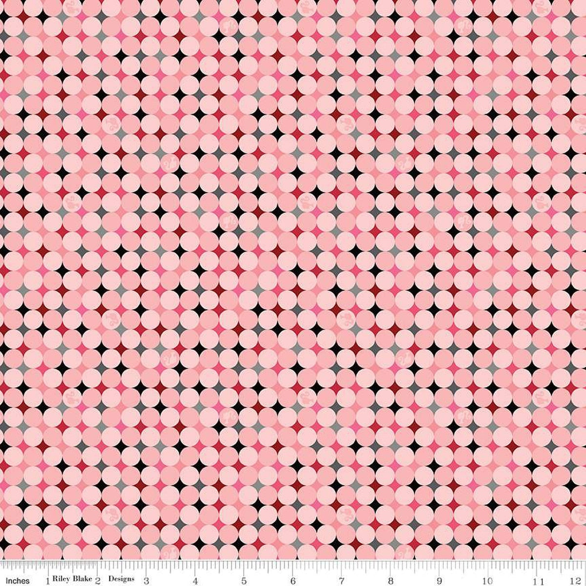Barbie Vintage Sparkle Dots Pink Cotton 43"/44" Fabric Per Yard