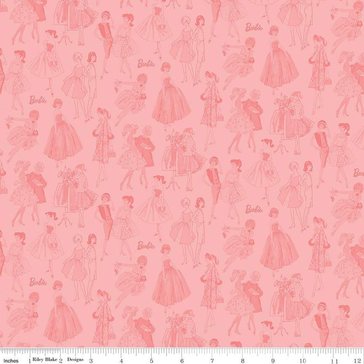Barbie Vintage Tonal Pink Cotton 43"/44" Fabric Per Yard