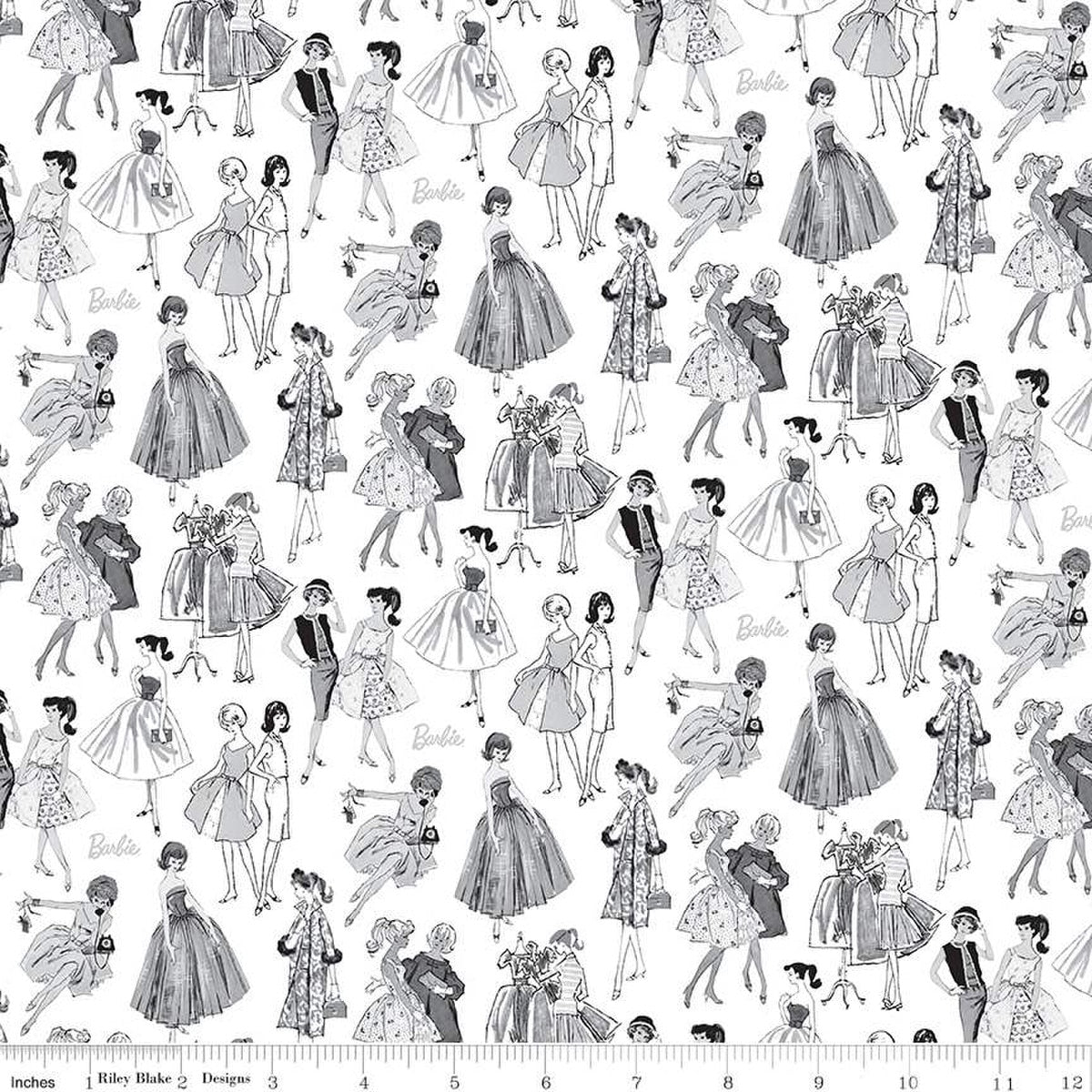 Barbie Vintage Tonal White Cotton 43"/44" Fabric Per Yard