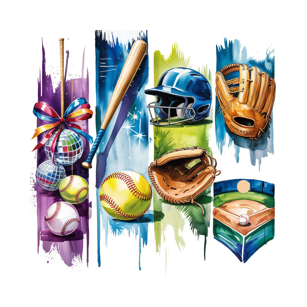 Baseball Brushstroke Fabric Panel 2 QuiltingFabricPanels