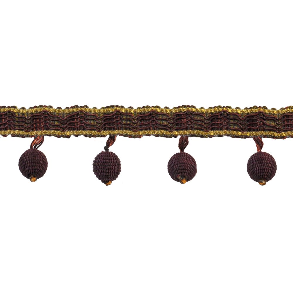 Basics Collection - 1 1/2" length Ball Fringe (25 Yard Roll) - BF-4300-70/81  Eggplant and Coffee