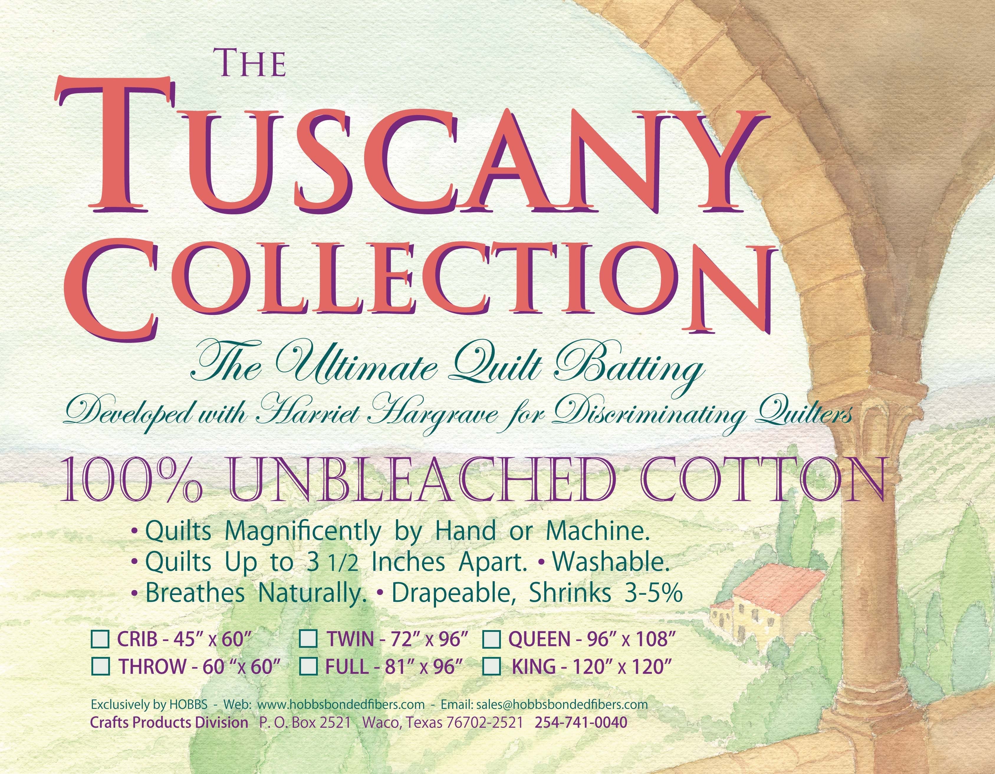 Batting Tuscany Unbleached Cotton 45in x 60in Crib