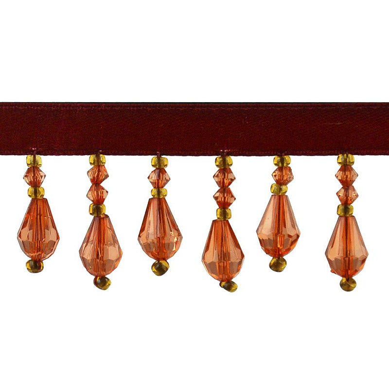 Beaded Fringe - 1 1/2" width (15 Yard Roll) - BB-902-18/10 Rust and Gold