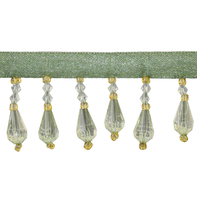 Beaded Fringe - 1 1/2" width (15 Yard Roll) - BB-902-25/10 Green and Gold