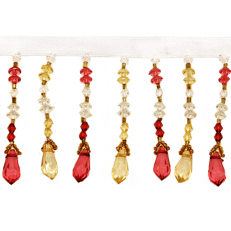 Beaded Fringe - 2 1/2" width (15 Yard Roll) - BB-905-10/17 Gold and Wine