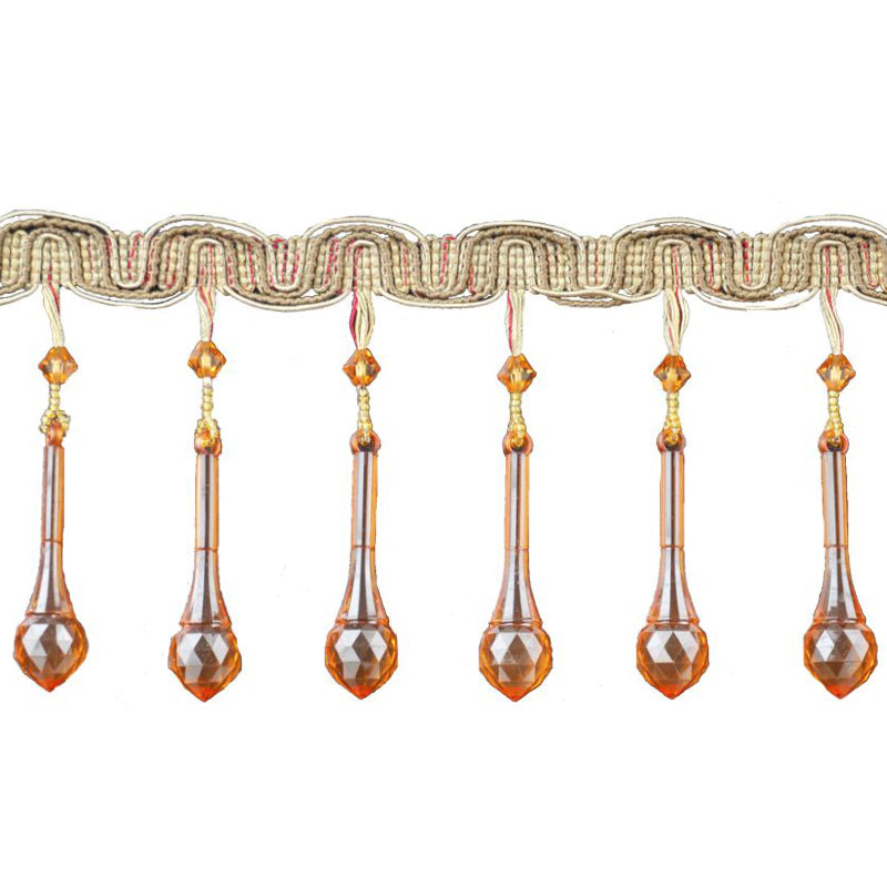 Beaded Fringe - 4" length (10 Yard Roll) - BB-988-81/17 Copper and Wine Red