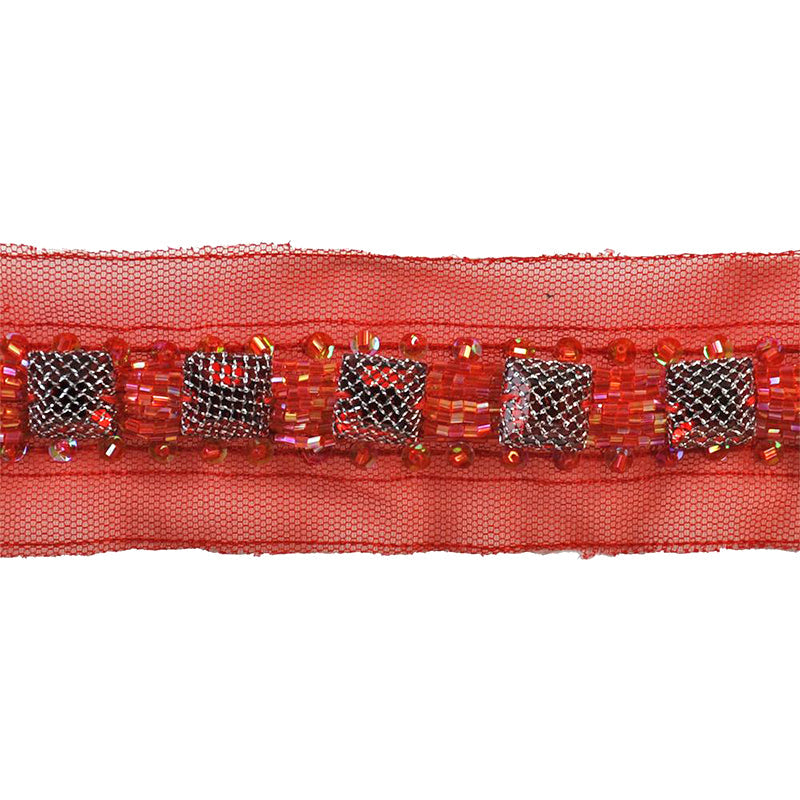 Beaded Trim on Netting, 2" X 5 Yard Roll - For Dressmaking, Costume Design, DIY Crafts