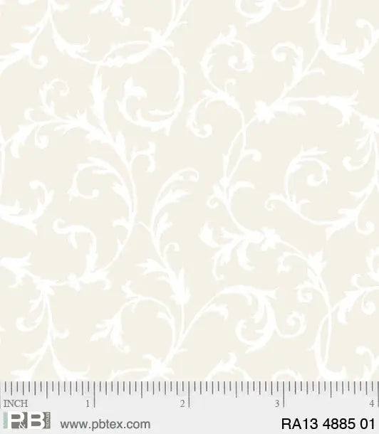 Beige Foliage Vine Ramblings Thirteen 44"/45" Fabric Per Yard