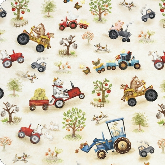 Beige Funny Farm Digital Cuddle 58/60" Fabric Per Yard