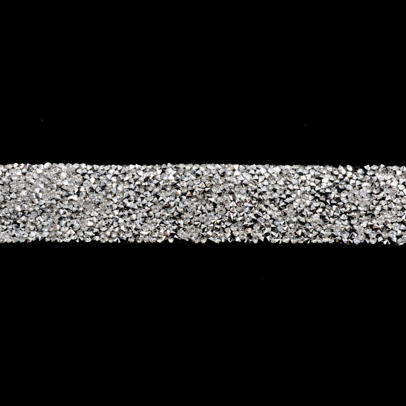 Belagio Enterprises - 1" Width Iron-On Rhinestone Trim (10 Yard Roll) - BRSY-32 Siver