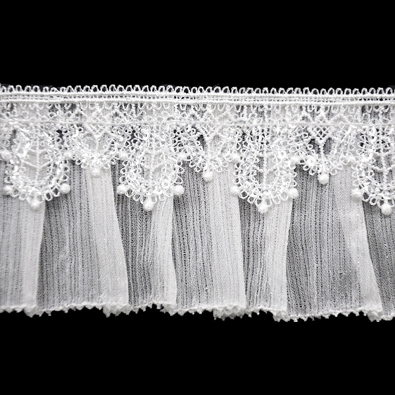 Belagio Enterprises - 2" Width Gathered Lace with Overlay (10 Yard Roll) - BRL-804-27 White