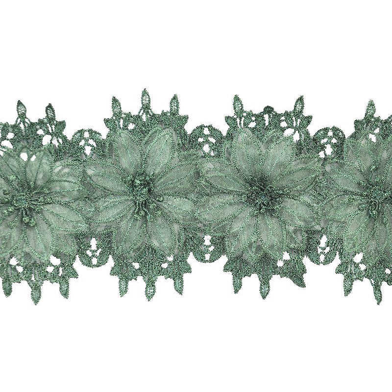 Belagio Enterprises - 5" Width Embossed Venice Flower Trim (15 Yard Roll) - BF-1352-25 Hunter Green