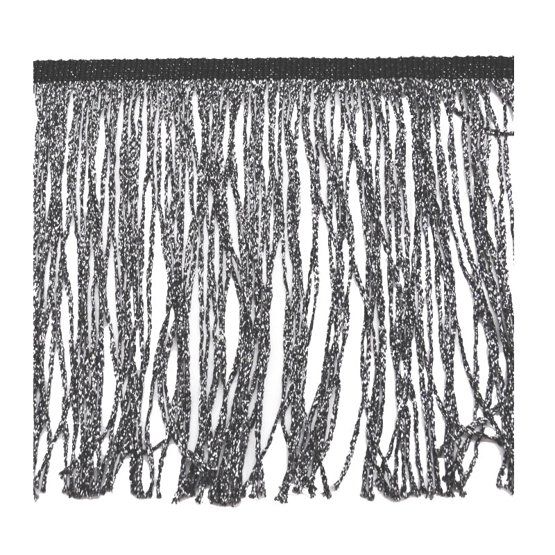Belagio Enterprises - 6-inch Metallic Chainette Fringe (15 Yard Roll) - P-7045M-02 Black