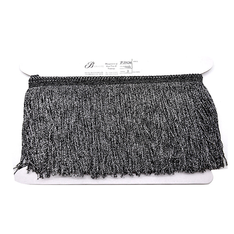 Belagio Enterprises - 6-inch Metallic Chainette Fringe (15 Yard Roll) - P-7045M-02 Black