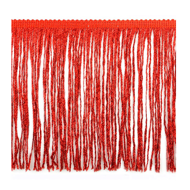 Belagio Enterprises - 6-inch Metallic Chainette Fringe (15 Yard Roll) - P-7045M-22 Red