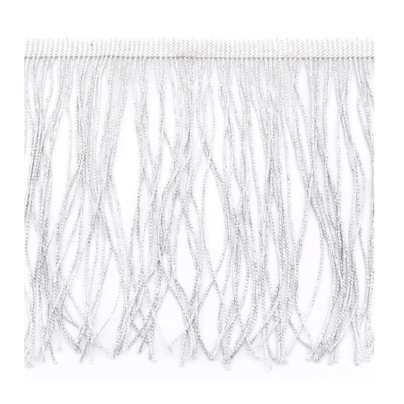 Belagio Enterprises - 6-inch Metallic Chainette Fringe (15 Yard Roll) - P-7045M-27 White