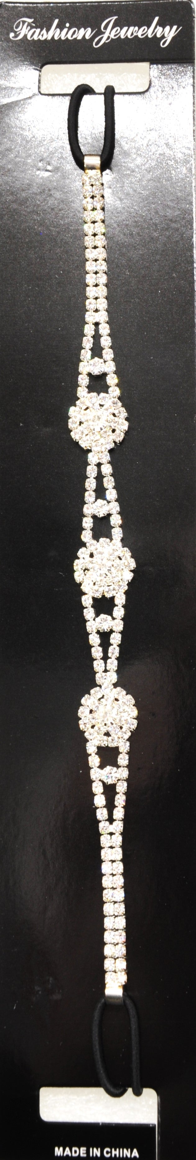 Belagio Enterprises - 6pcs Silver Rhinestone Elastic Headband - BRH-1