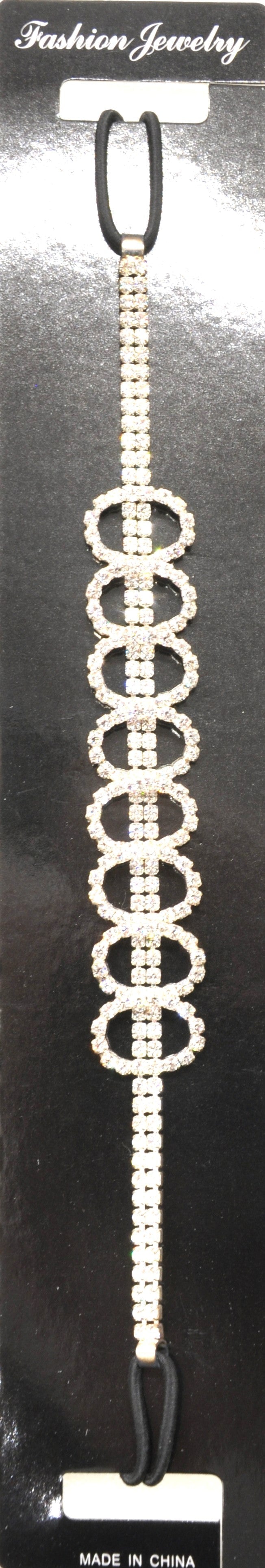 Belagio Enterprises - 6pcs Silver Rhinestone Elastic Headband - BRH-2