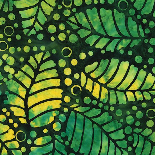 Benartex 9255-44 Bali Tropical Cove - Cane Leaf Green 45" Fabric Per Yard