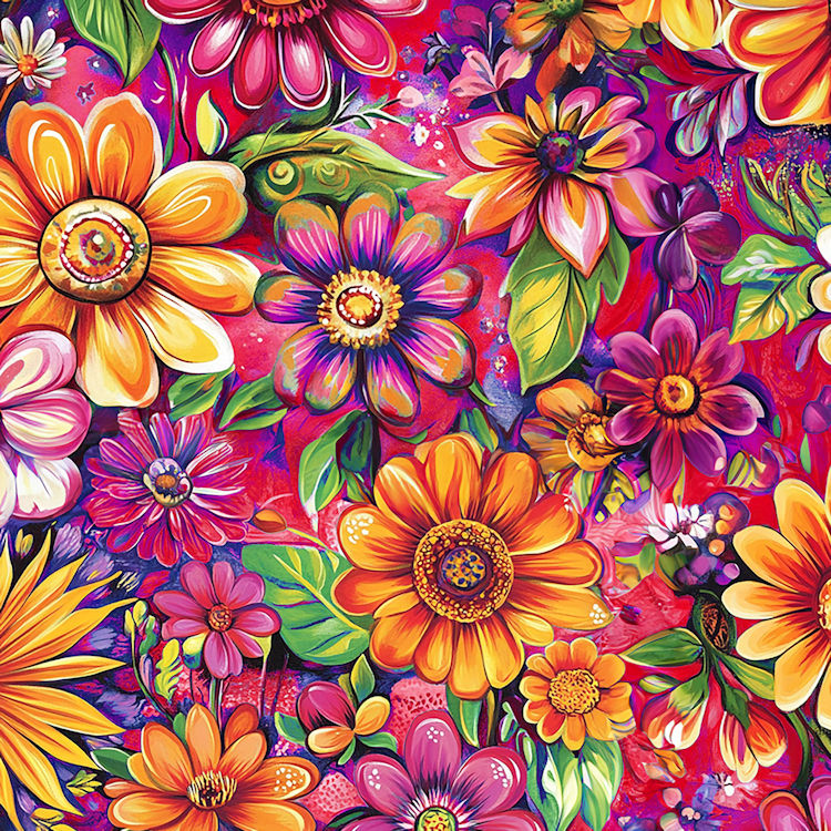 Berry Blossom Quilt Back - Groovy Garden 108" wide Fabric per yard