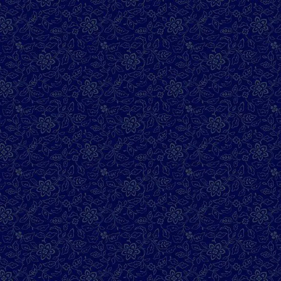 Betsy's Needlework - Flower Garden - Navy 44" / 45" Fabric Per Yard The Fabric Company