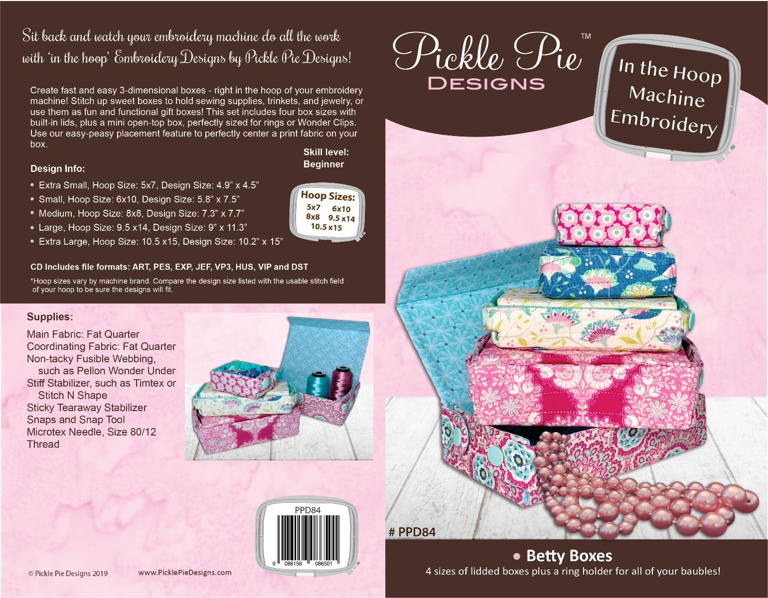 Betty Boxes In the Hoop Embroidery Design Collection
