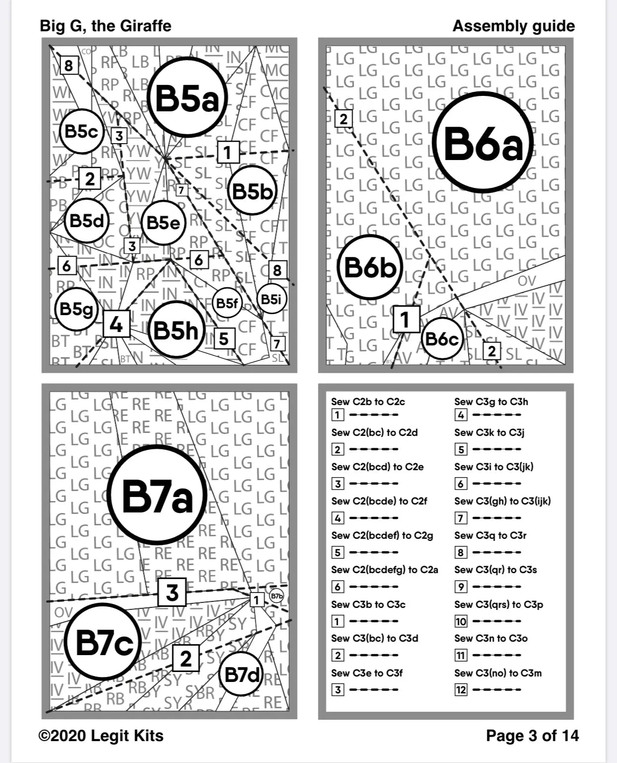 Big G the Giraffe Pattern Legit Kits